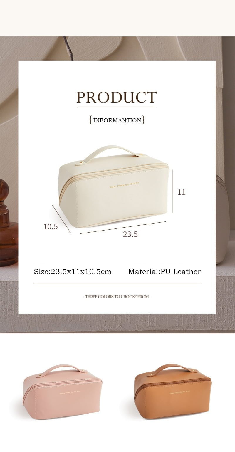 Large Pu Leather Travel Cosmetic Bag (Brown) - China To BD Web