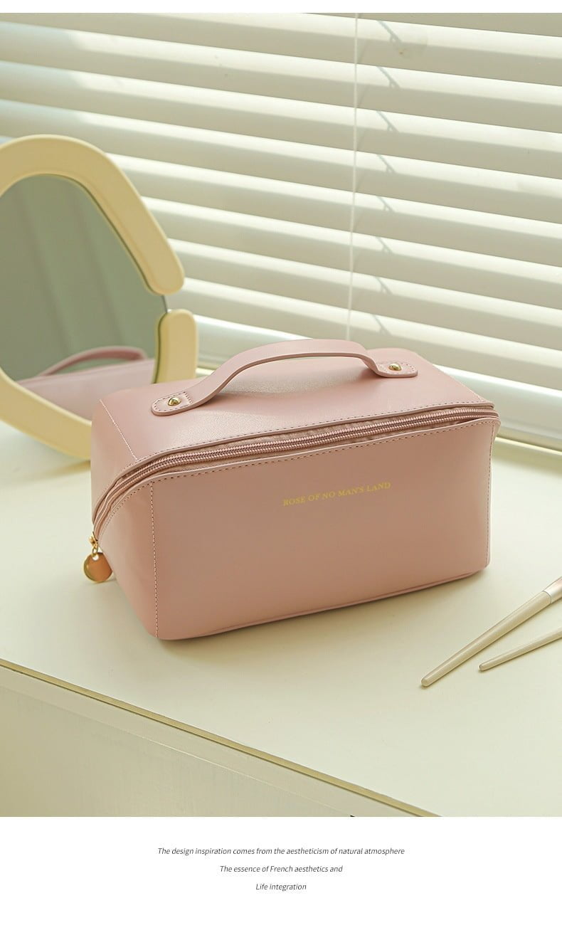 Large Pu Leather Travel Cosmetic Bag (Rose Pink) - China To BD Web