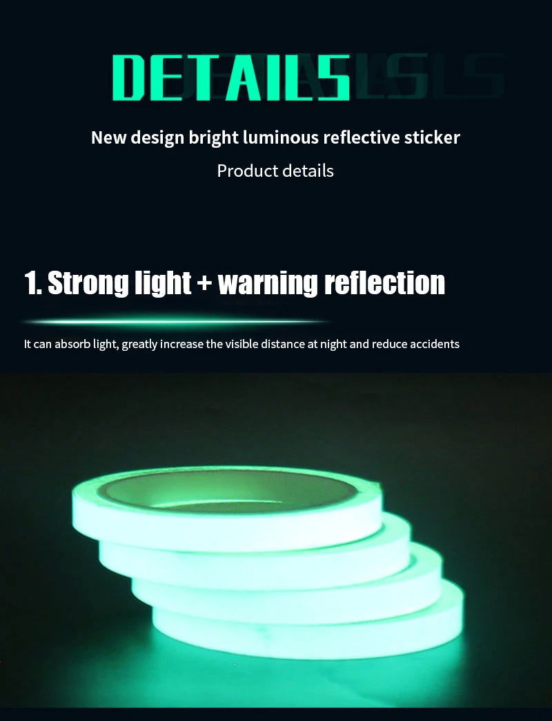 Luminous Tape Self-adhesive Night Vision Glow In Dark Safety Warning Reflective Sticker Home Decorations Tape Adhesive - China To BD Web
