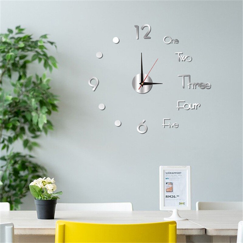 সিলভার কালার Acrylic DIY Wall Clock