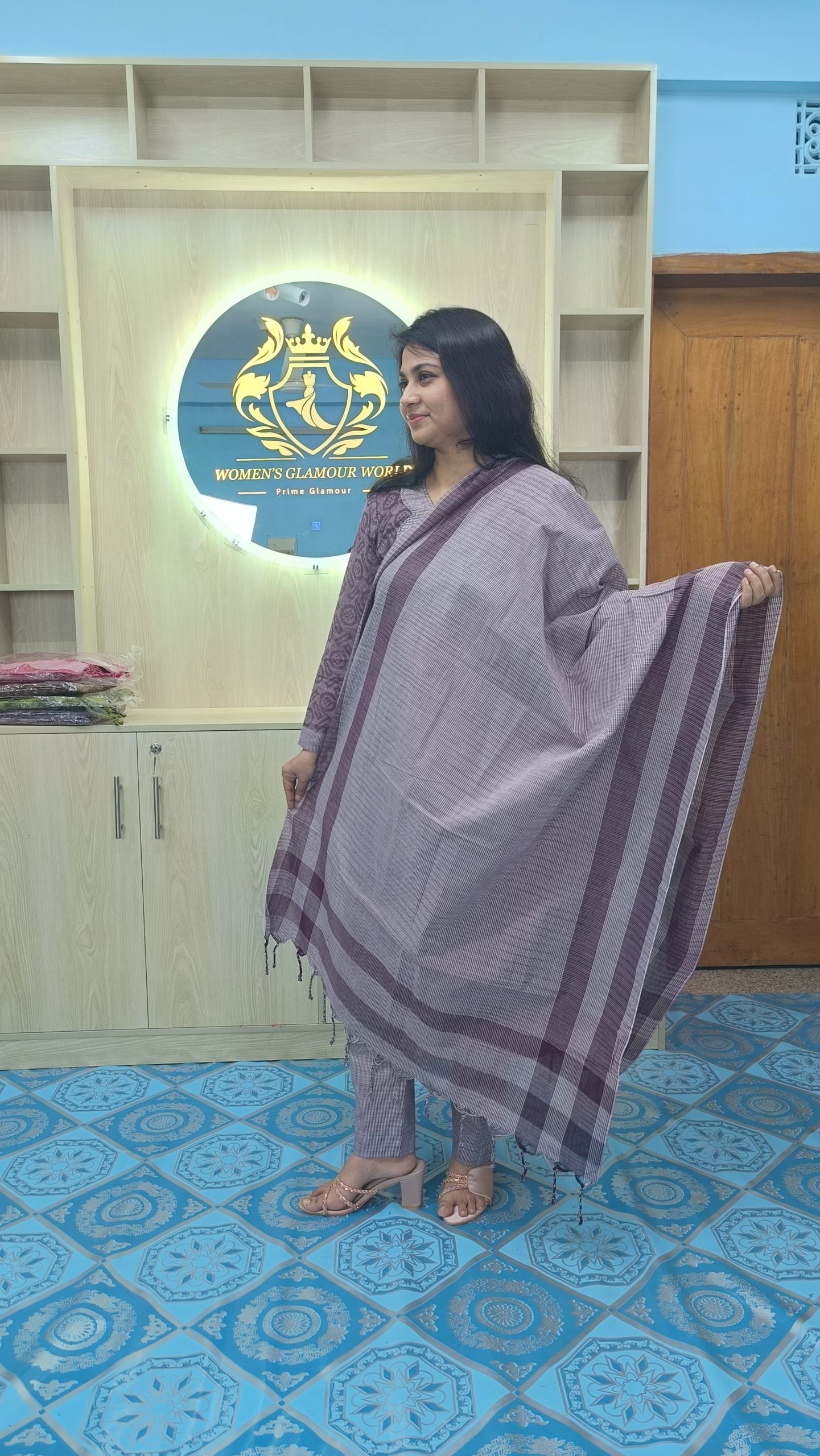 100% Cotton Jamdani Handloom Shalwar Kameez-Ash Color - China To BD Web