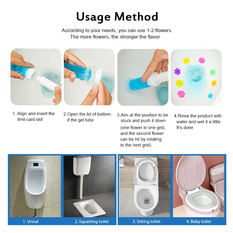 Toilet Deodorization Cleaner Gel Ocean+Rose Combo