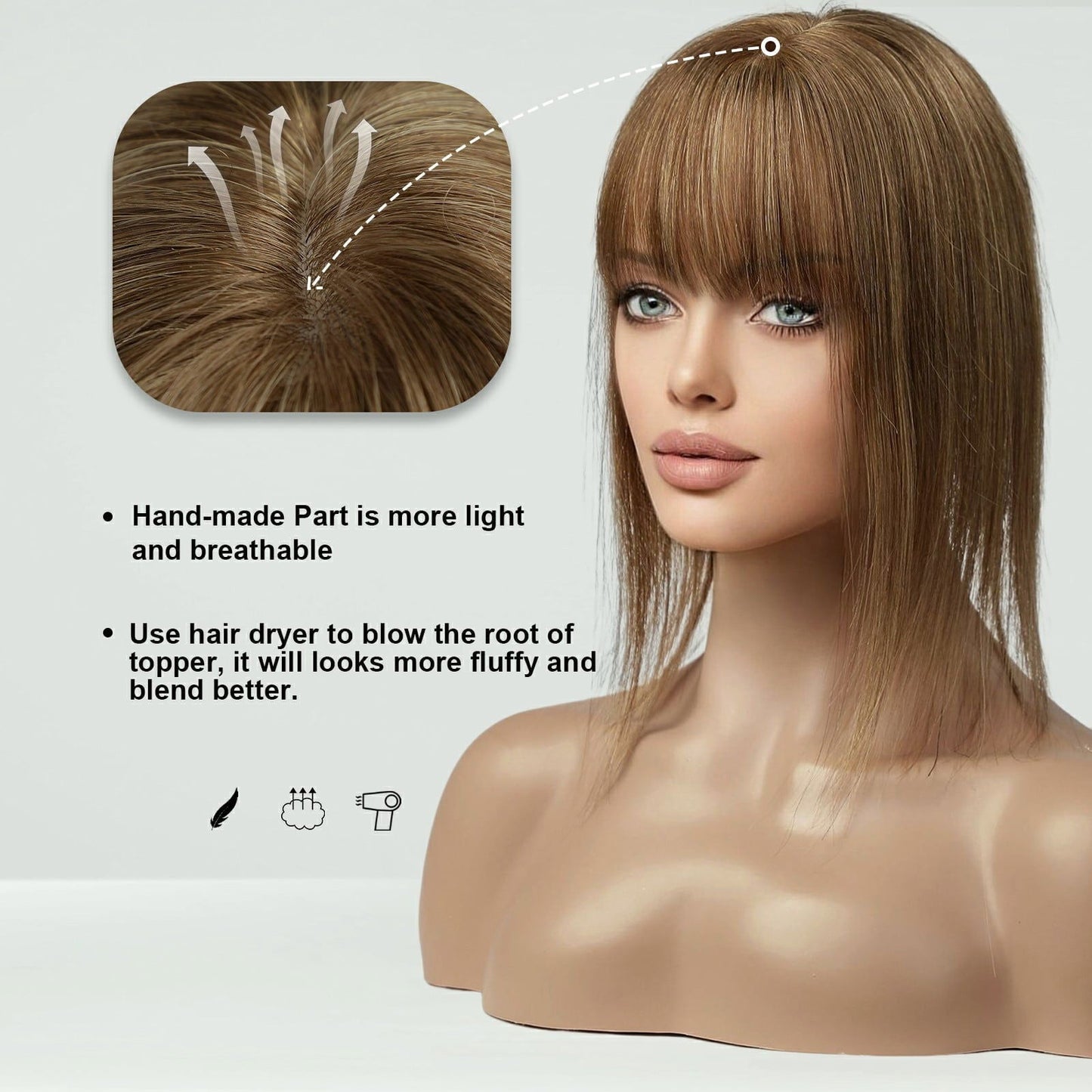 ( লাইট  ব্রাউন ) Clip In Hair Piece Women Real Hairpiece - China To BD Web