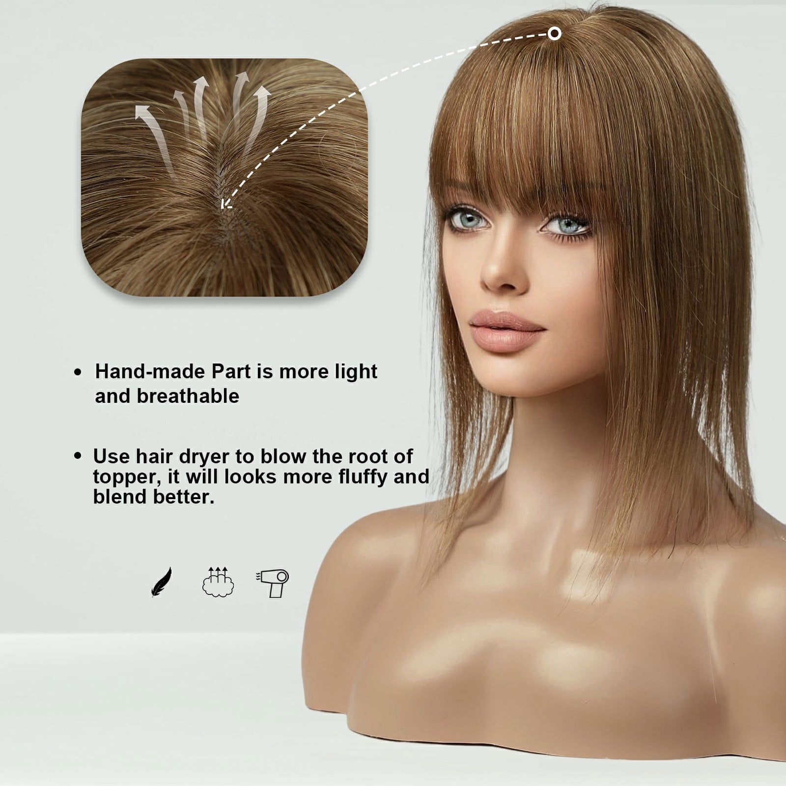 ( লাইট  ব্রাউন ) Clip In Hair Piece Women Real Hairpiece - China To BD Web