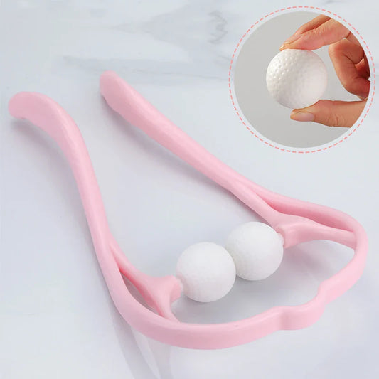 Pink Color Neck Massager Therapy Neck and Shoulder Dual Trigger Point Roller Self-Massage