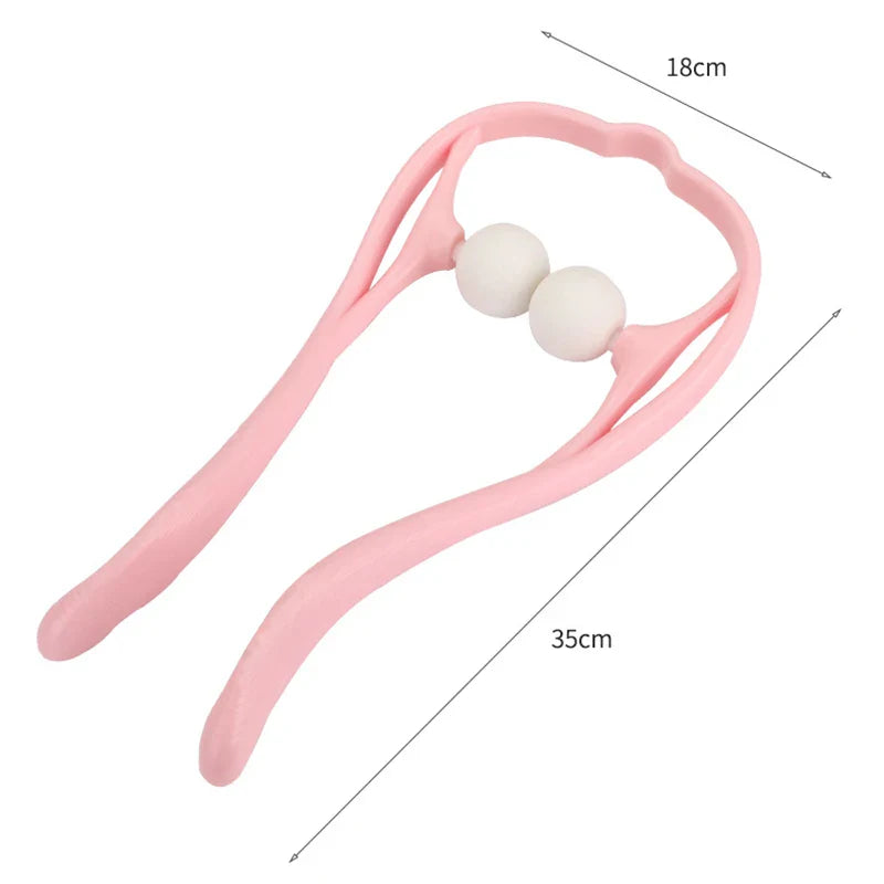 Pink Color Neck Massager Therapy Neck and Shoulder Dual Trigger Point Roller Self-Massage