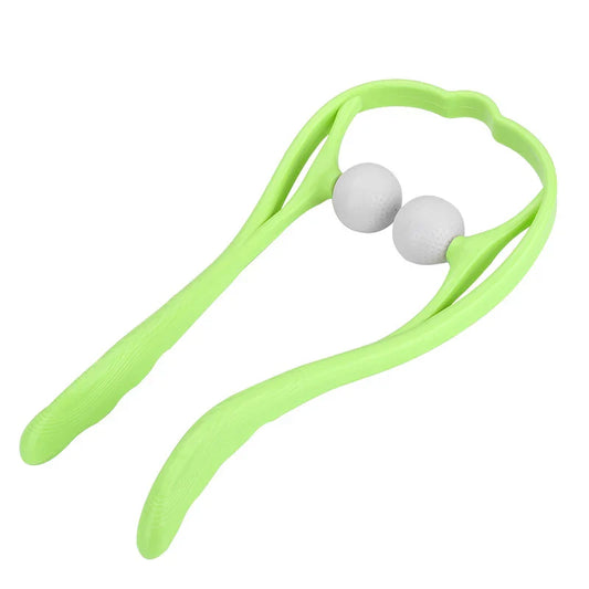 Green Color Neck Massager Therapy Neck and Shoulder Dual Trigger Point Roller Self-Massage