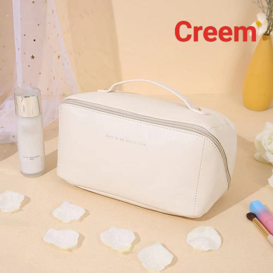 Large Pu Leather Travel Cosmetic Bag (Creem) - China To BD Web