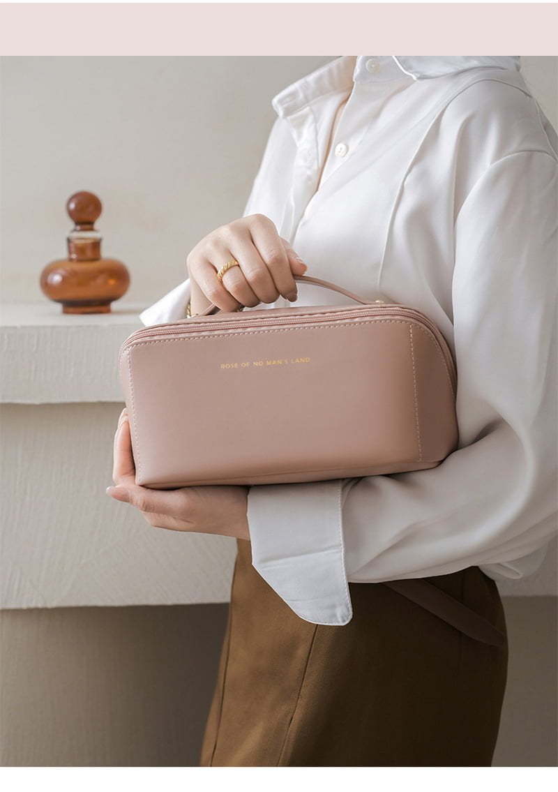 Large Pu Leather Travel Cosmetic Bag (Rose Pink) - China To BD Web