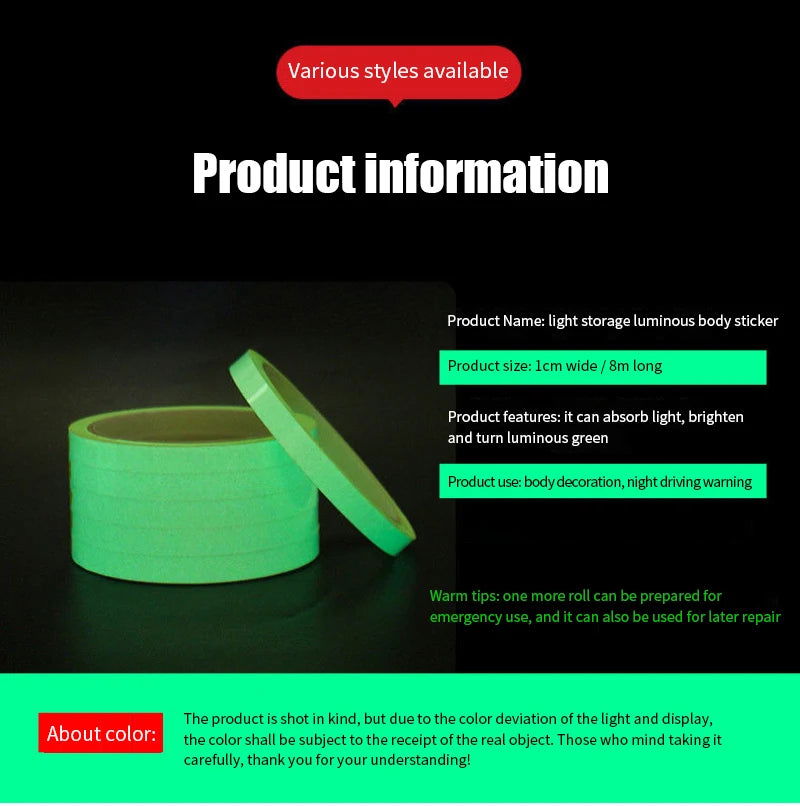 Luminous Tape Self-adhesive Night Vision Glow In Dark Safety Warning Reflective Sticker Home Decorations Tape Adhesive - China To BD Web