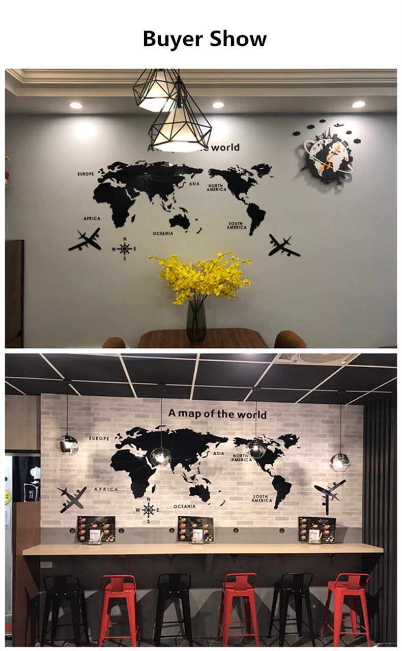 Modern World Map Acrylic Decorative 3D Wall Sticker For Living Room Bedroom Office Decor - China To BD Web