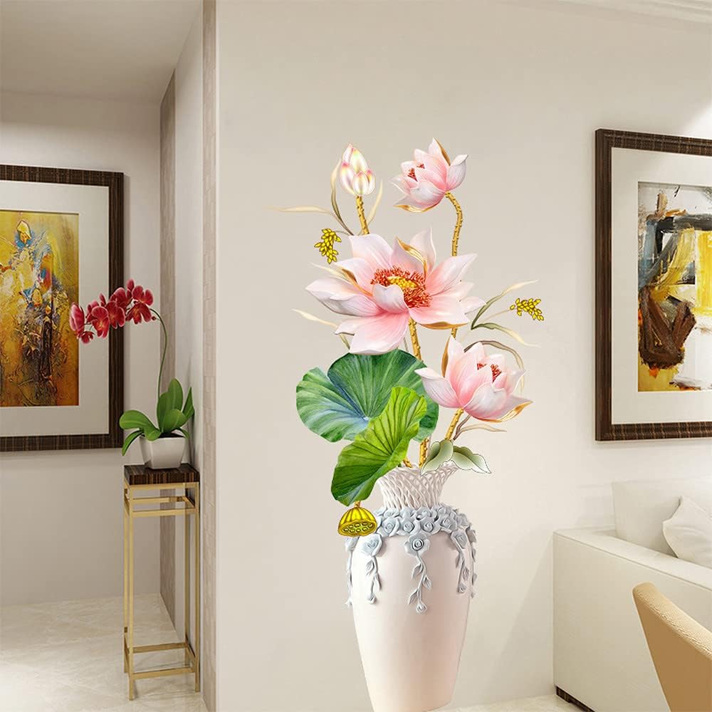 Pink Lotus Vase Wall Stickers Living Room - China To BD Web