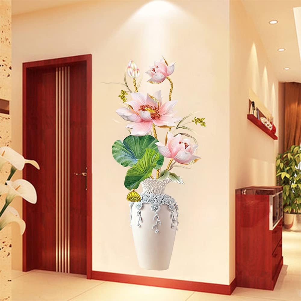 Pink Lotus Vase Wall Stickers Living Room - China To BD Web