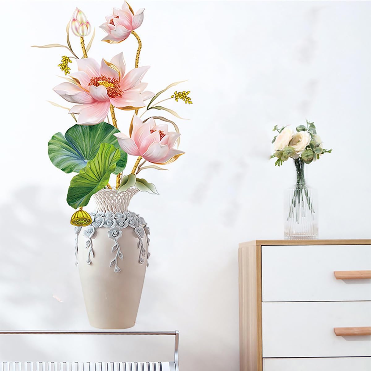 Pink Lotus Vase Wall Stickers Living Room - China To BD Web
