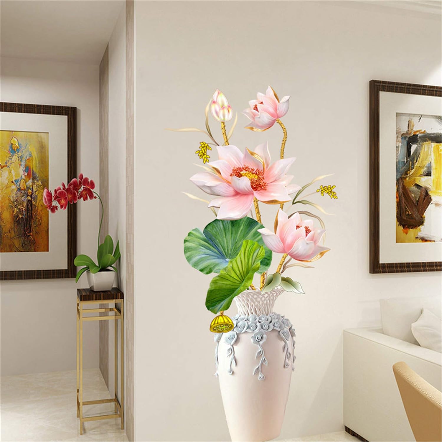 Pink Lotus Vase Wall Stickers Living Room - China To BD Web