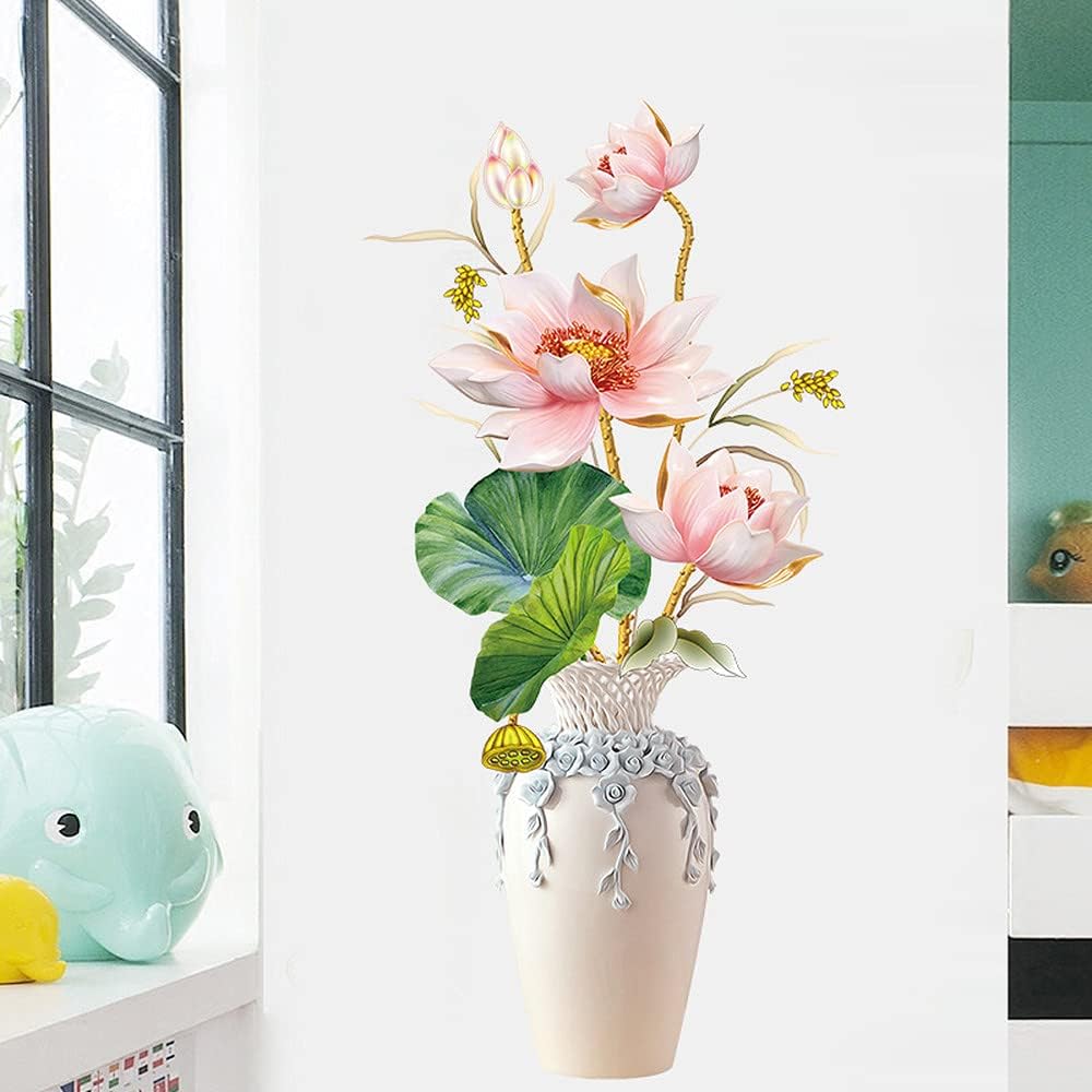 Pink Lotus Vase Wall Stickers Living Room - China To BD Web