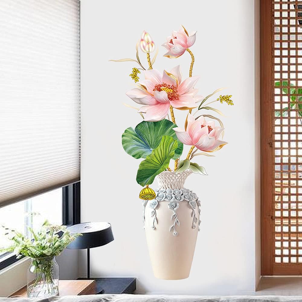 Pink Lotus Vase Wall Stickers Living Room - China To BD Web