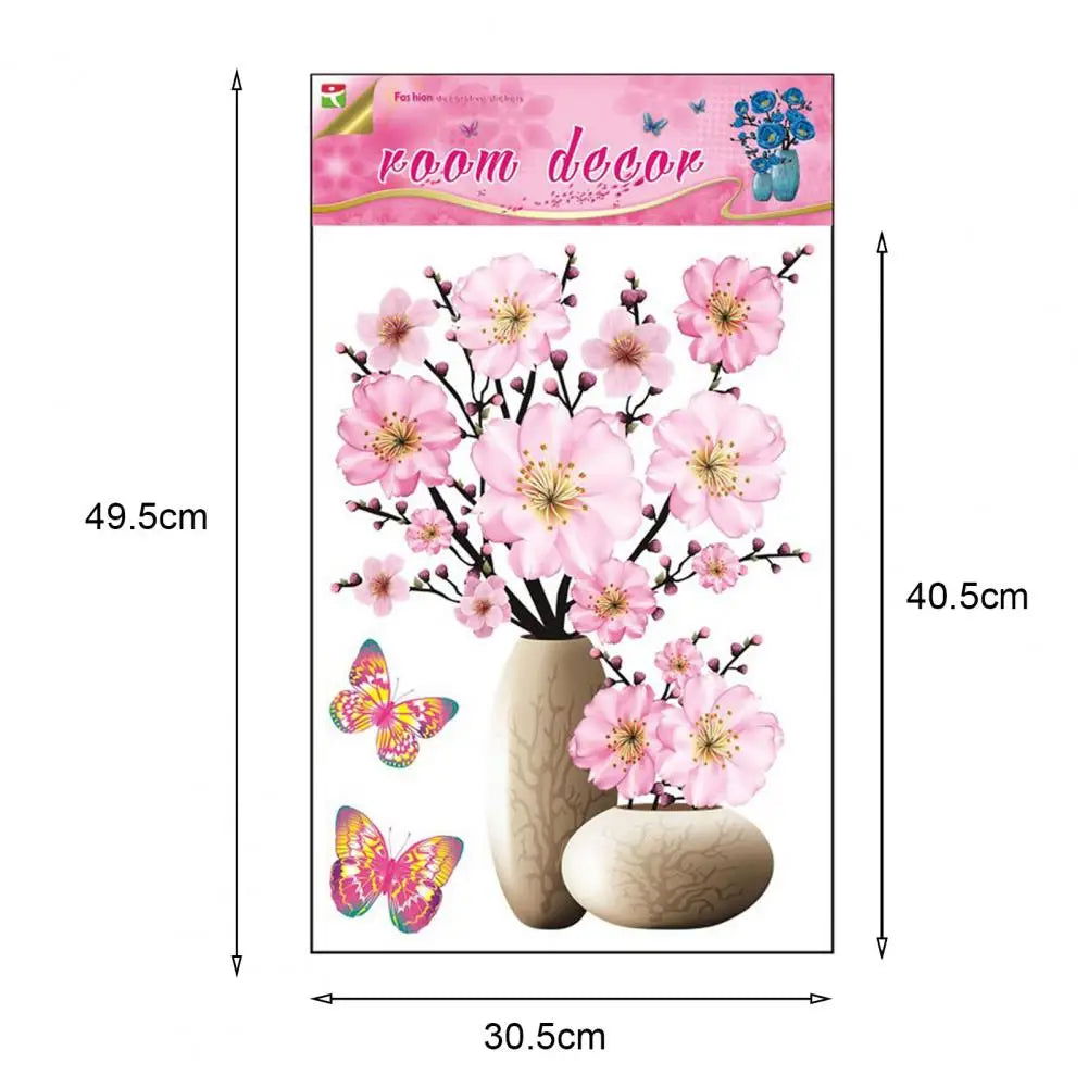 Vase Wall Sticker Waterproof Lovely Simulation Butterfly Floral Decals - China To BD Web