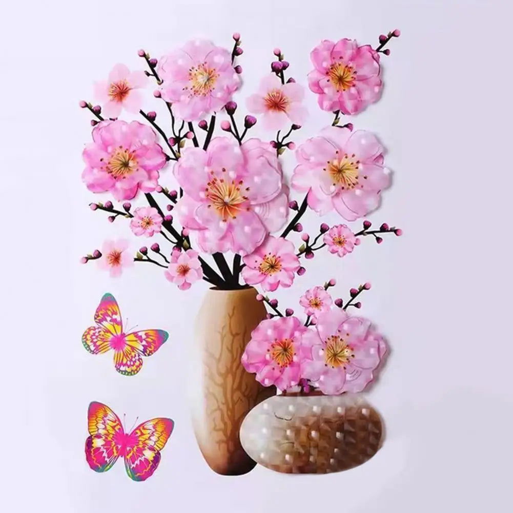 Vase Wall Sticker Waterproof Lovely Simulation Butterfly Floral Decals - China To BD Web