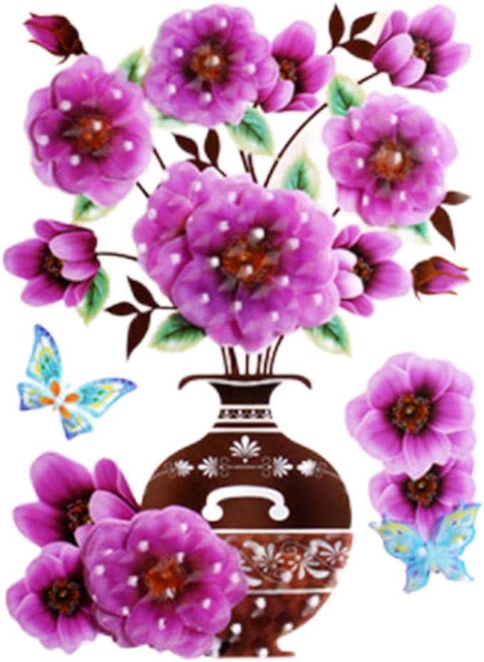 Vase Wall Sticker Waterproof Lovely Simulation Butterfly Floral Decals - China To BD Web