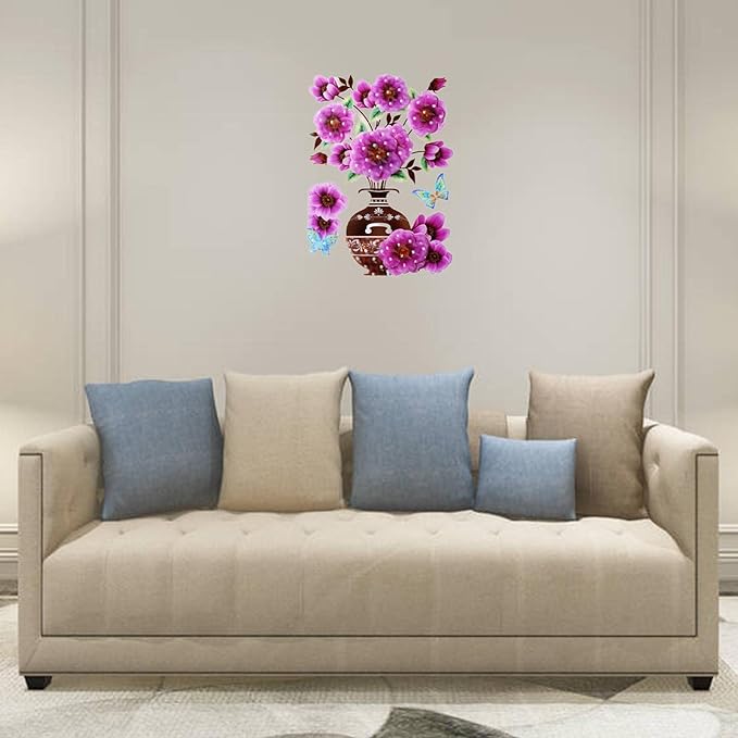 Vase Wall Sticker Waterproof Lovely Simulation Butterfly Floral Decals - China To BD Web